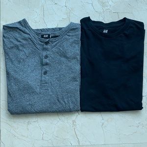 H&M Rollup, Crew Neck T Shirts in Grey, Black Lot